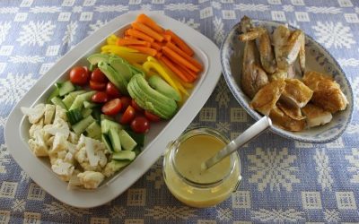 Knasende grøntsager, hjemmelavet senneps-mayonnaise og kylling!