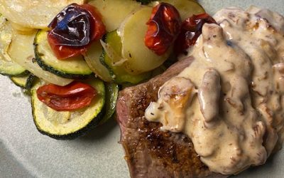 Bøf filét med kanterelsauce og kartoffel-squash gratin!