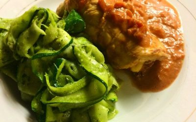 Kalkunruller med tomatsauce og squash!