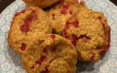 Morgenmads muffins på havregryn og hindbær!