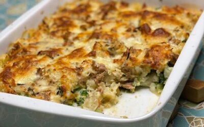 Pasta, tun, bønner, og grøntsager i ovnen!